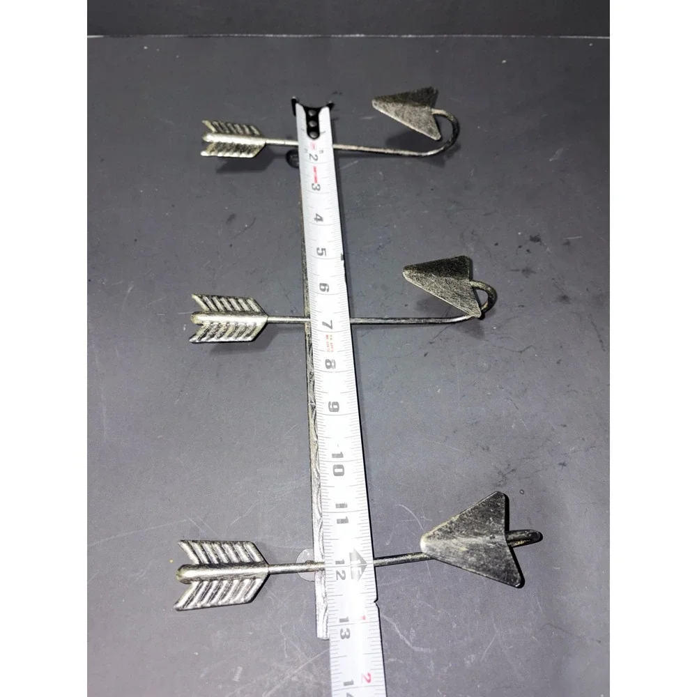 Rustic Metal Arrow Wall Hook Rack 3 Hook Antique Silver Southwestern Lodge Decor